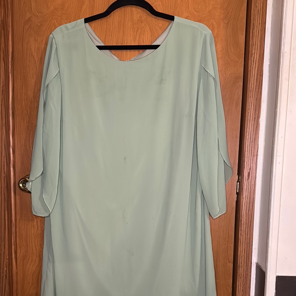 GRACE KARIN Womens Chiffon Shirt Dress 3/4 Sleeve Cocktail Party Light Green 5XL